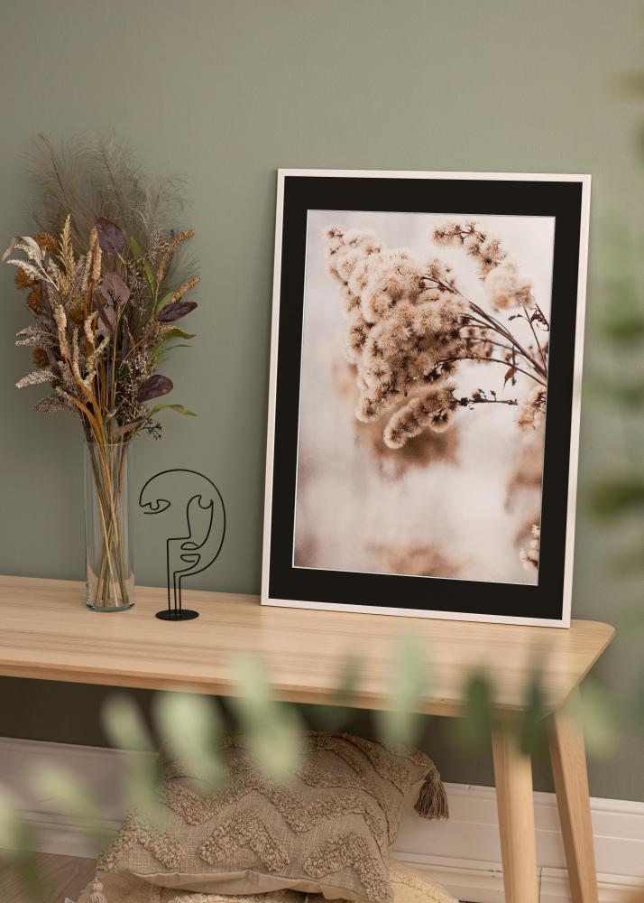 Ram med passepartou Frame Galant White 45x60 cm - Picture Mount Black 12x18 inches