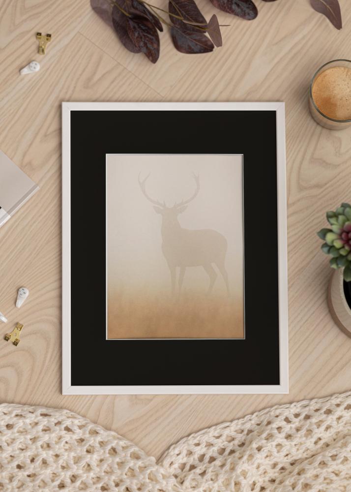 Ram med passepartou Frame Galant White 13x18 cm - Picture Mount Black 9x13 cm